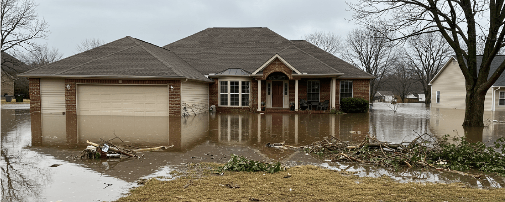 Natural disaster flooding of home