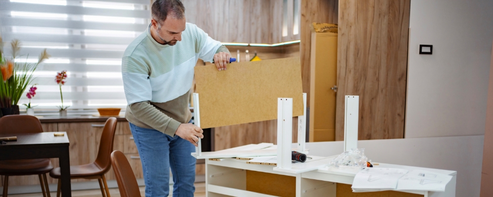 Dissembled furniture inside a Wigwam storage unit